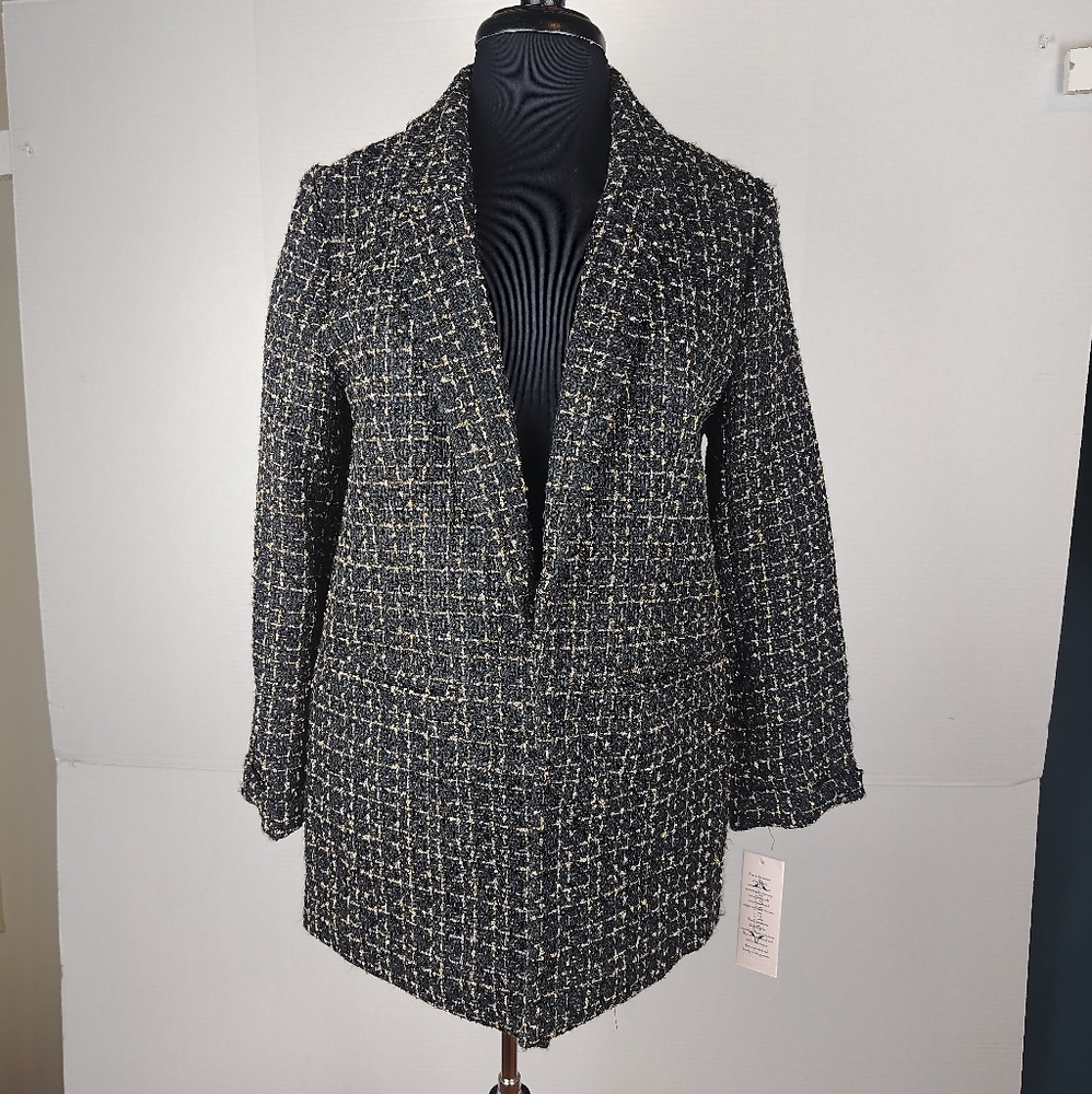 Nanette Lepore Tweed Long Line Blazer
